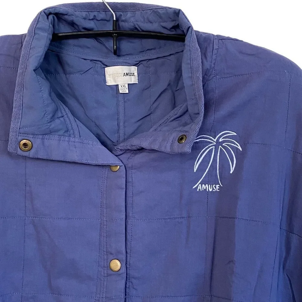 Amuse Society Sea Breeze Quilted Embroidered Chore Barn Coat Jacket Sz XXL NWT